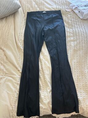 Topshop Black Faux Leather Bootcut Pants